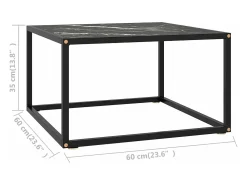Mesa De Centro|vidaxl Mesa de centro 60x60x35 cm vidro mármore Preto
