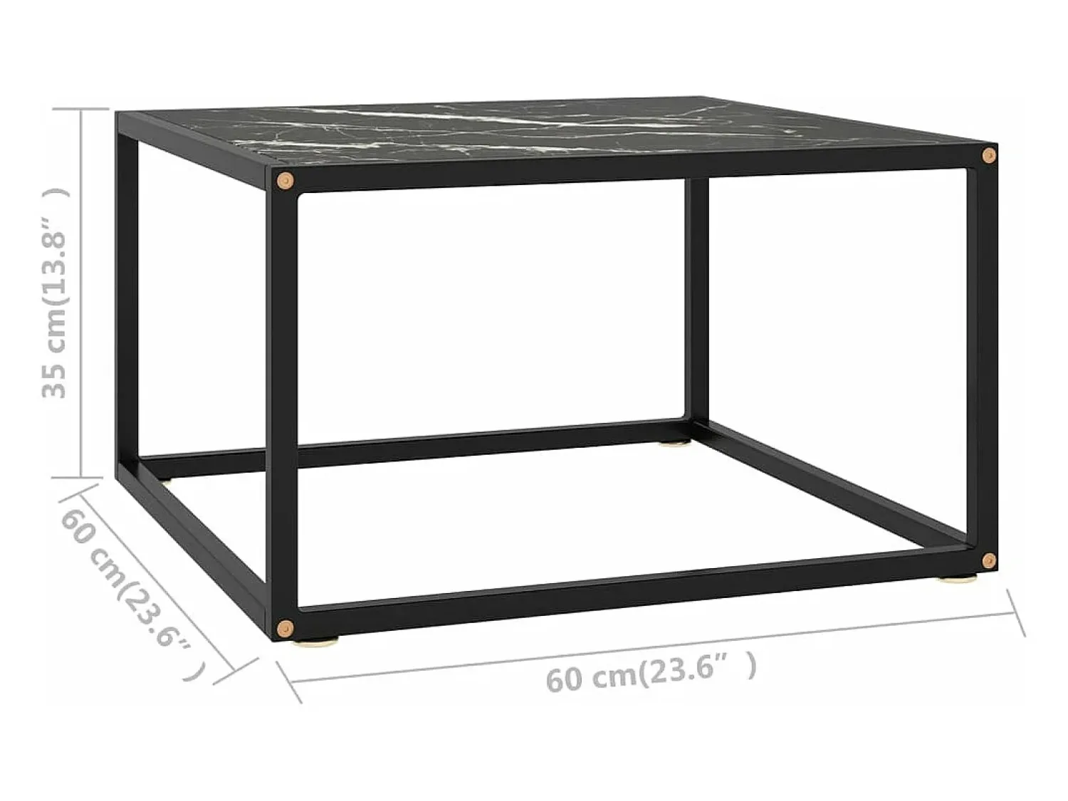 Mesa De Centro|vidaxl Mesa de centro 60x60x35 cm vidro mármore Preto