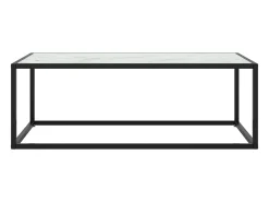 New vidaxl Mesa de centro 100x50x35 cm vidro mármore branco Preto