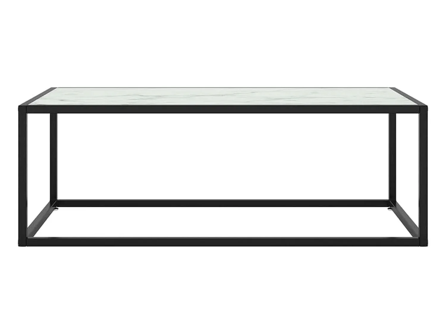 New vidaxl Mesa de centro 100x50x35 cm vidro mármore branco Preto