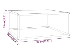 Mesa De Centro* Mesa de centro 80x80x35 cm vidro mármore branco PT861112 Preto