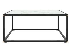 Mesa De Centro* Mesa de centro 80x80x35 cm vidro mármore branco PT861112 Preto