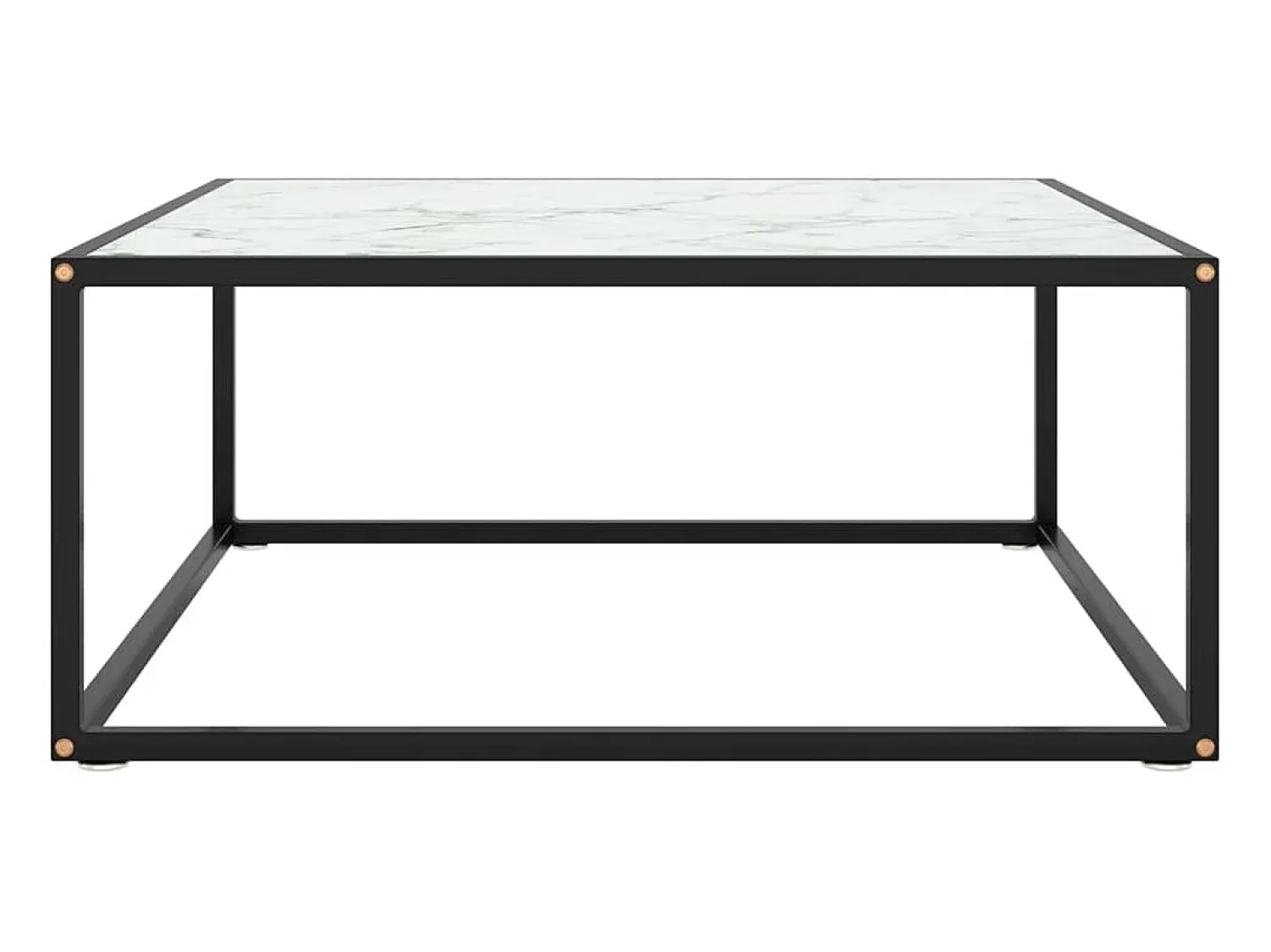 Mesa De Centro* Mesa de centro 80x80x35 cm vidro mármore branco PT861112 Preto