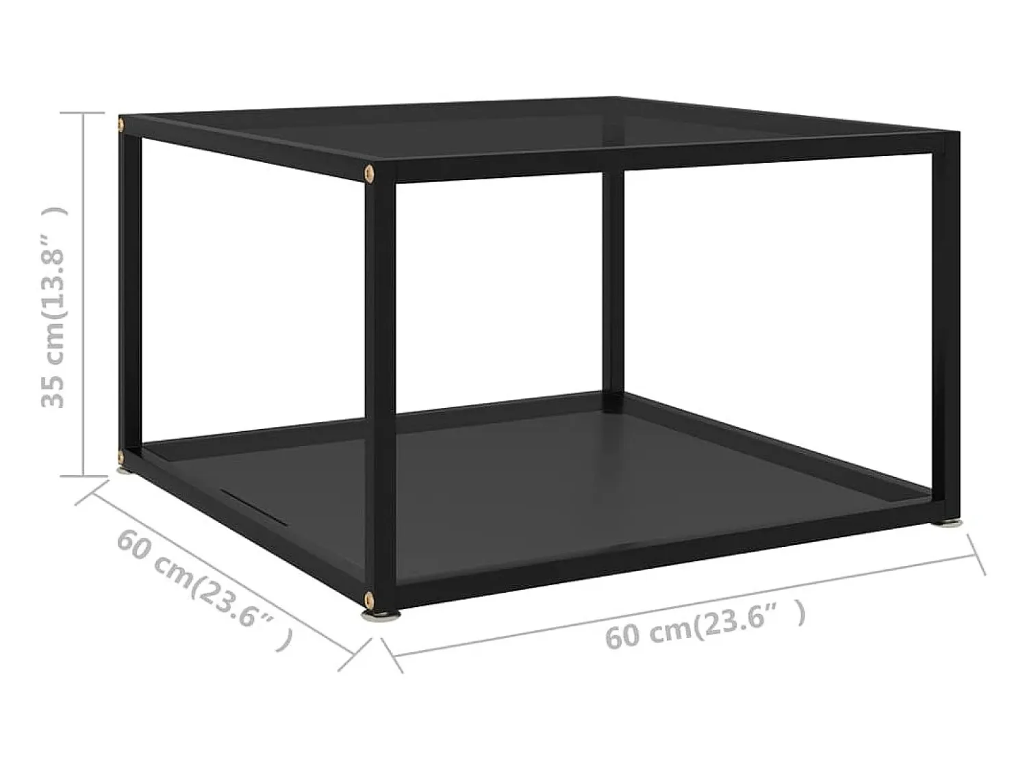 Best vidaxl Mesa de centro 60x60x35 cm vidro temperado Preto