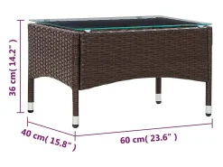 Mesa de centro 60x40x36 cm vime PE PT168402^ Mesa De Centro
