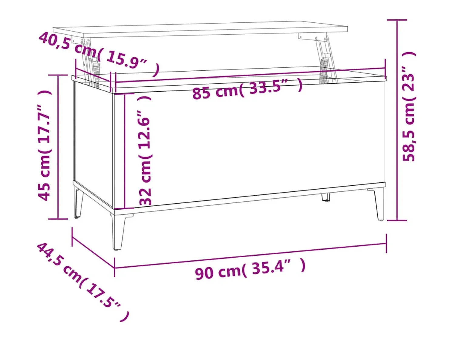 Mesa De Centro*vidaxl Mesa de centro 90x44,5x45 derivados de madeira cimento Cinzento