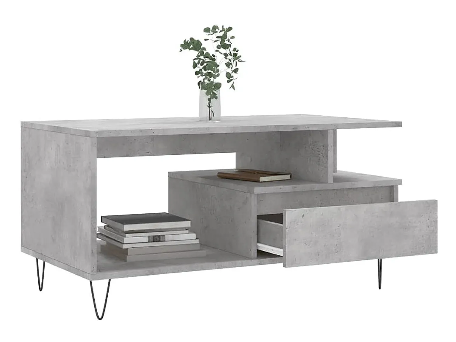 Mesa De Centro| Mesa de centro 90x49x45 derivados de madeira cimento PT301252 Cinzento
