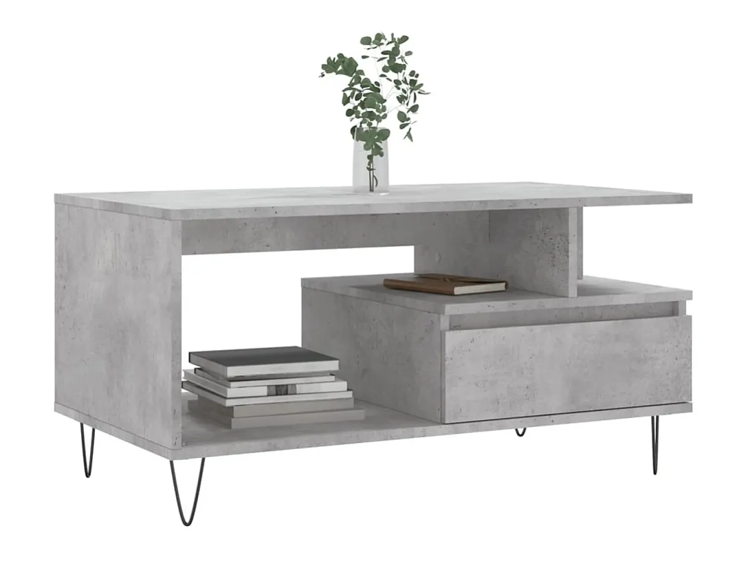 Mesa De Centro| Mesa de centro 90x49x45 derivados de madeira cimento PT301252 Cinzento