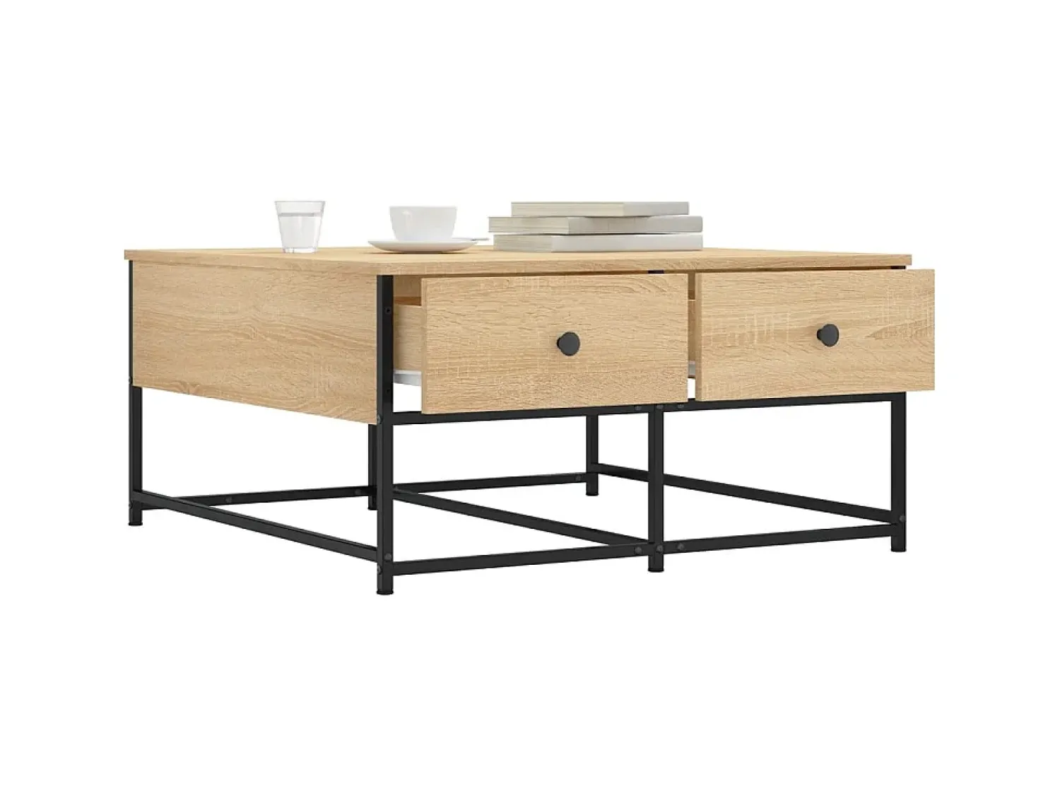 Mesa De Centro* Mesa de centro 80x80x40 derivados de madeira carvalho sonoma PT232878 Castanho