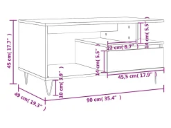 vidaxl Mesa de centro 90x49x45 derivados de madeira cimento^ Mesa De Centro