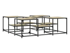 Mesa De Centro| Mesa de centro 121x121x40 derivados de madeira carvalho sonoma PT132485 Castanho