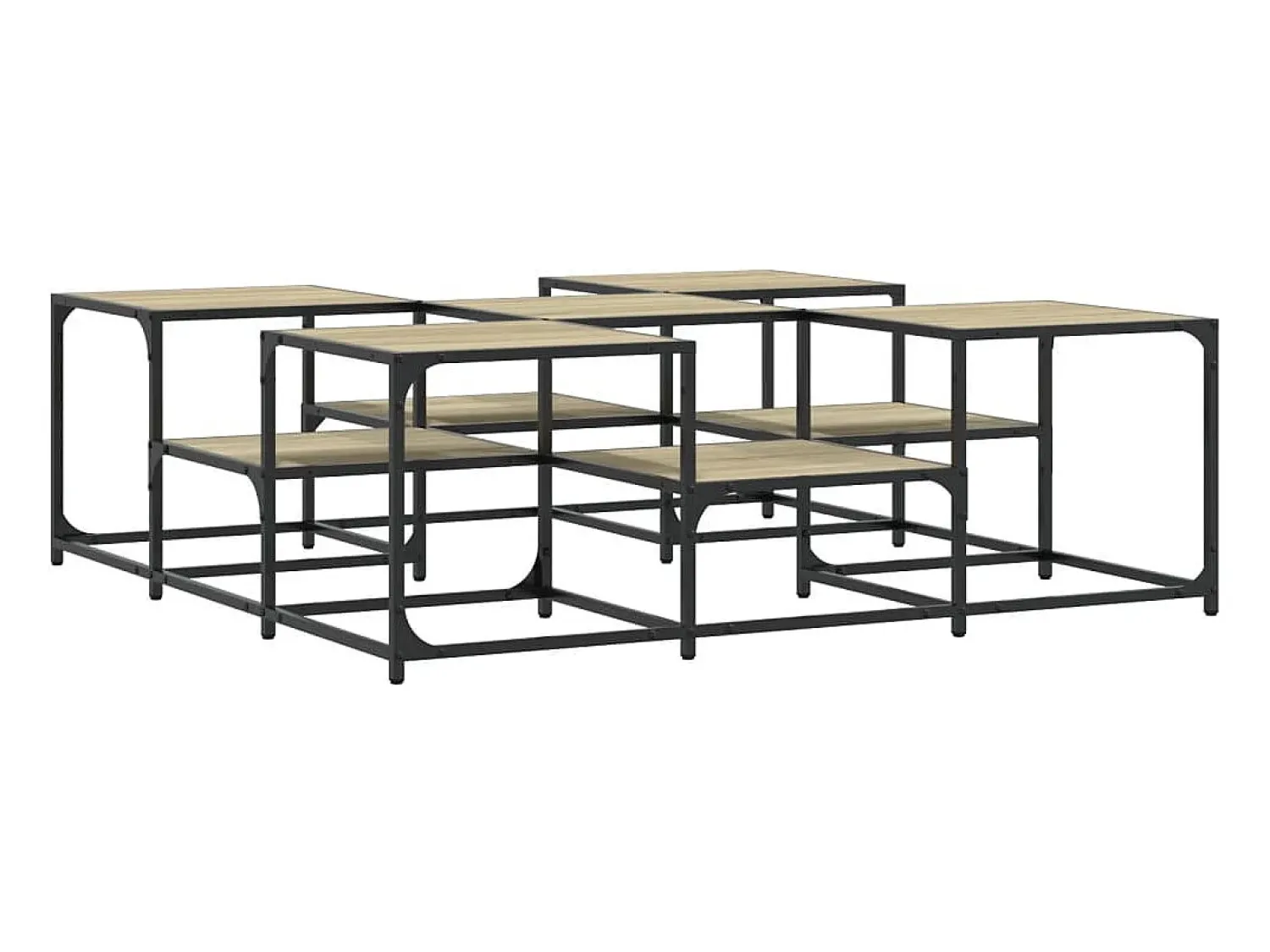 Mesa De Centro| Mesa de centro 121x121x40 derivados de madeira carvalho sonoma PT132485 Castanho