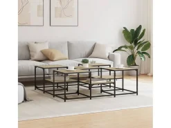 Mesa De Centro| Mesa de centro 121x121x40 derivados de madeira carvalho sonoma PT132485 Castanho