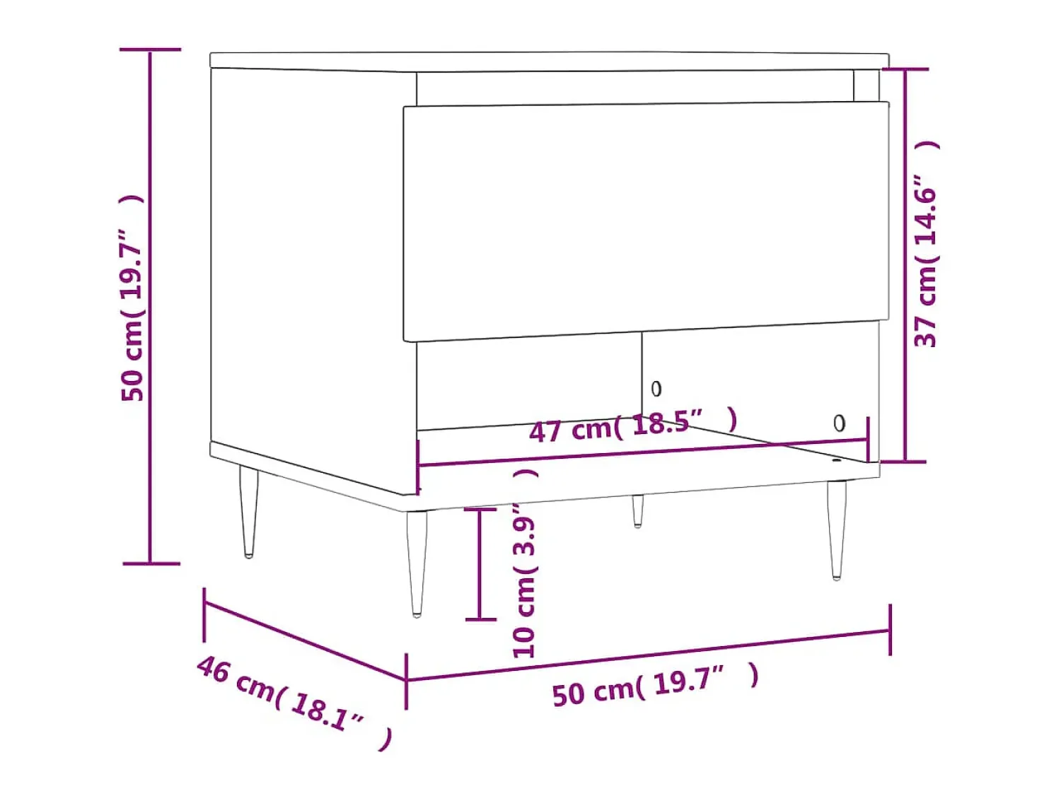 Mesa De Centro*vidaxl Mesa de centro 50x46x50 derivados de madeira Branco