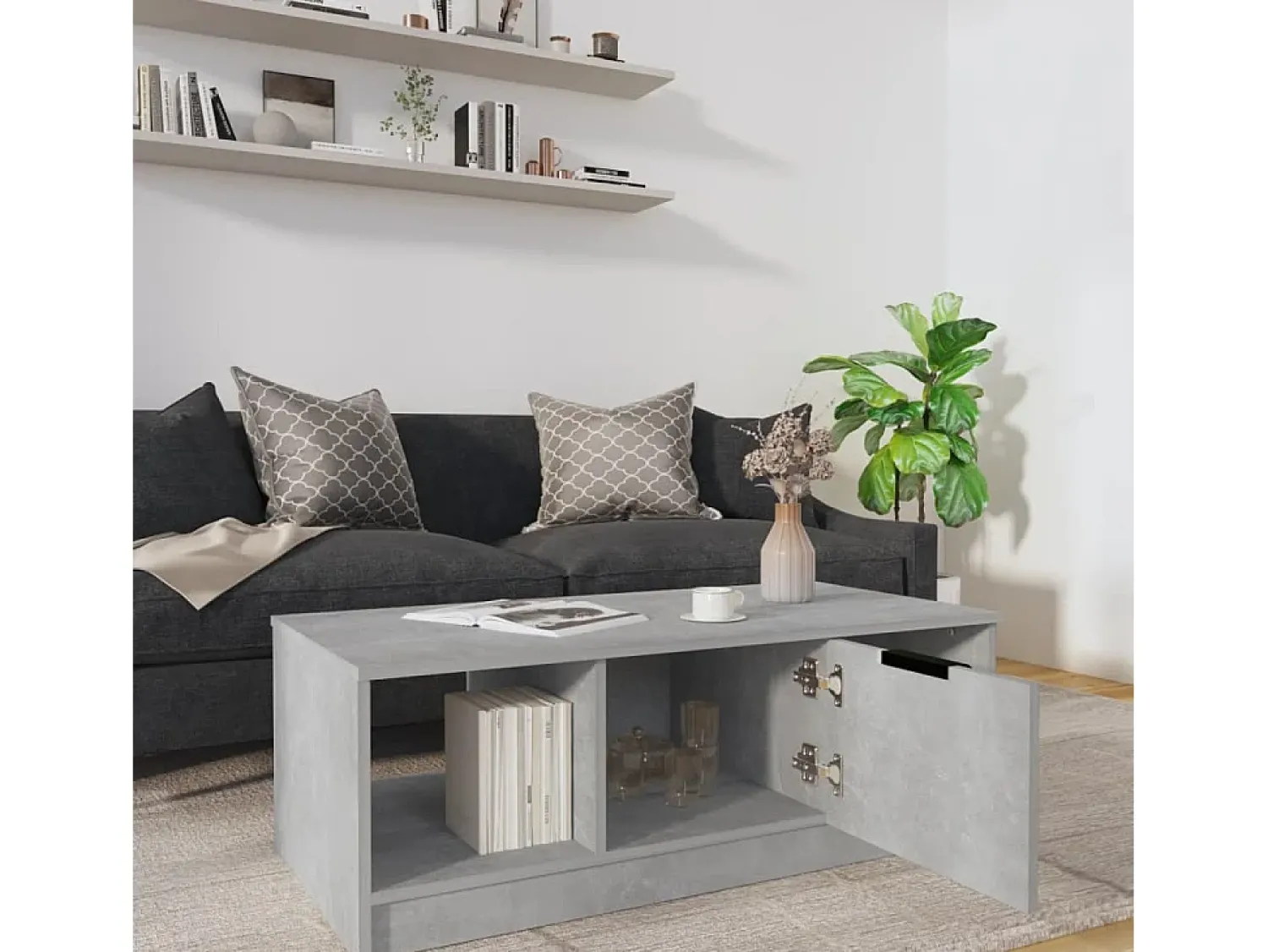 Mesa De Centro|vidaxl Mesa de centro 102x50x36 madeira processada cinza cimento Cinzento