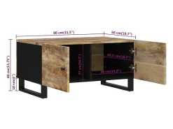 Mesa De Centro|vidaxl Mesa de centro 80x50x40 madeira mangueira maciça/deriv. madeira Natural claro