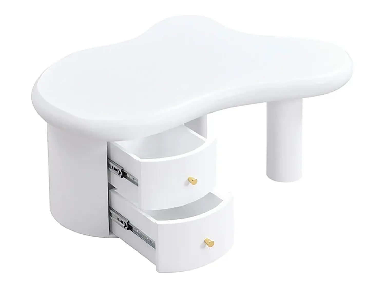 Mesa De Centro*Hauss Spole Mesa de centro 97x64x42cm com tampo em forma de nuvem e 2 gavetas, lacada a Branco