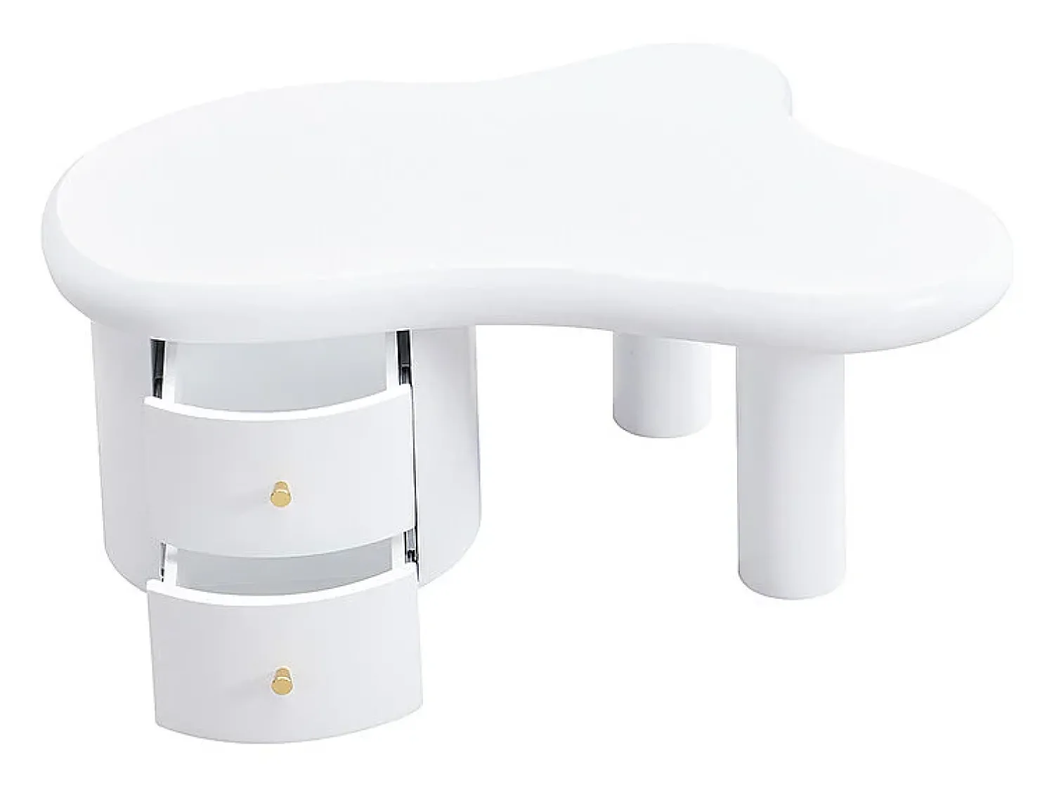 Mesa De Centro*Hauss Spole Mesa de centro 97x64x42cm com tampo em forma de nuvem e 2 gavetas, lacada a Branco