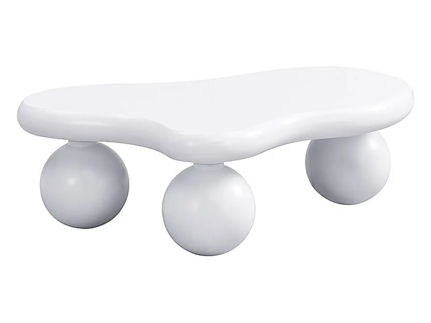 Mesa De Centro|Hauss Spole Mesa de centro 95x62,5x32cm com tampo em forma de nuvem e 3 pés grossos, LED incluído, branca Branco