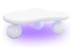 Mesa De Centro|Hauss Spole Mesa de centro 95x62,5x32cm com tampo em forma de nuvem e 3 pés grossos, LED incluído, branca Branco