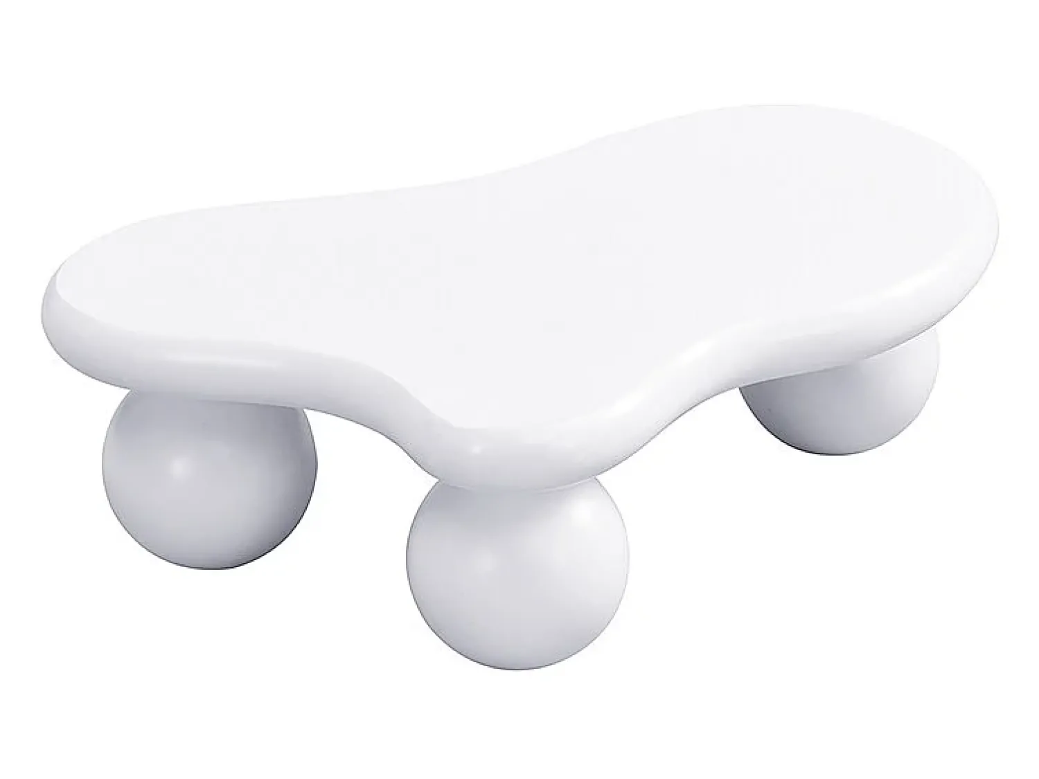 Mesa De Centro|Hauss Spole Mesa de centro 95x62,5x32cm com tampo em forma de nuvem e 3 pés grossos, LED incluído, branca Branco
