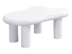Mesa De Centro*Hauss Spole Mesa de centro 98x65,5x40cm com tampo em forma de nuvem e 4 pés grossos, 1 gaveta e LED incluído, branca Branco