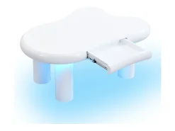 Mesa De Centro*Hauss Spole Mesa de centro 98x65,5x40cm com tampo em forma de nuvem e 4 pés grossos, 1 gaveta e LED incluído, branca Branco