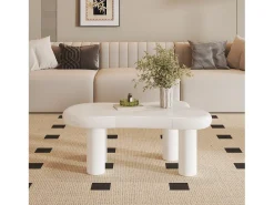 Mesa De Centro*Hauss Spole Mesa de centro 98x65,5x40cm com tampo em forma de nuvem e 4 pés grossos, 1 gaveta e LED incluído, branca Branco