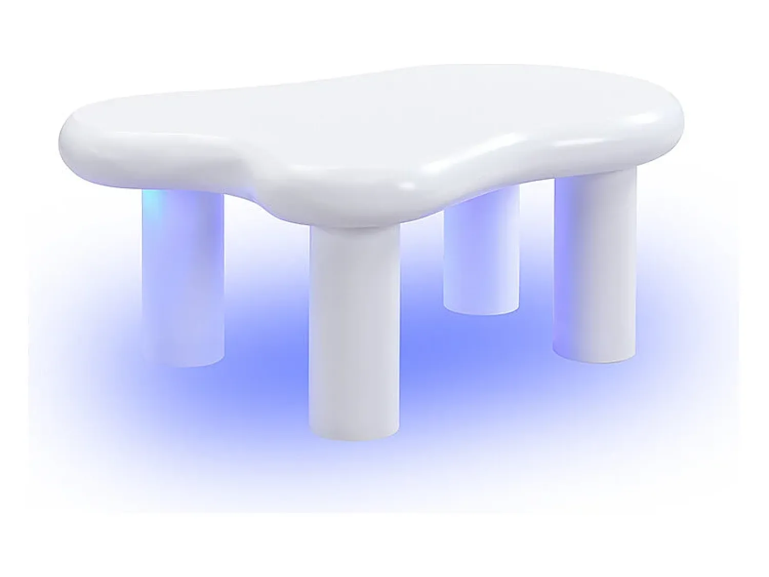 Mesa De Centro*Hauss Spole Mesa de centro 98x65,5x40cm com tampo em forma de nuvem e 4 pés grossos, 1 gaveta e LED incluído, branca Branco