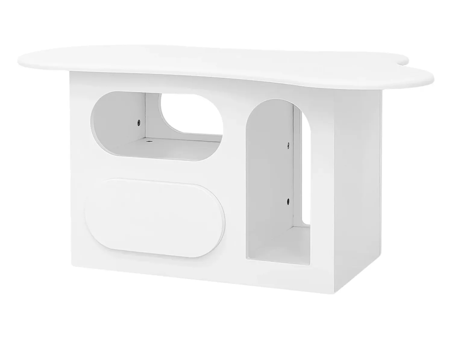 Mesa De Centro*Hauss Spole Mesa de centro 97x45x43,5cm com tampo em forma de nuvem, espaço de armazenamento aberto, branca Branco