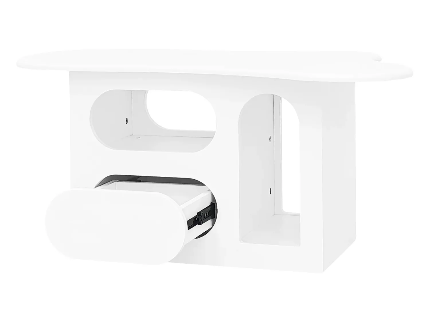 Mesa De Centro*Hauss Spole Mesa de centro 97x45x43,5cm com tampo em forma de nuvem, espaço de armazenamento aberto, branca Branco