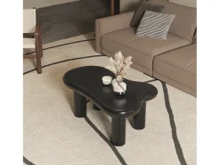 Mesa De Centro|Hauss Spole Mesa de centro 98x65,5x40cm com tampo em forma de nuvem e 4 pés grossos, 1 gaveta e LED incluído, preta Preto