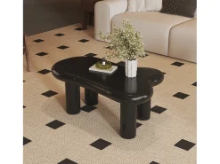 Mesa De Centro|Hauss Spole Mesa de centro 98x65,5x40cm com tampo em forma de nuvem e 4 pés grossos, 1 gaveta e LED incluído, preta Preto