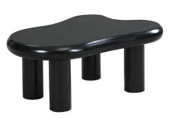 Mesa De Centro|Hauss Spole Mesa de centro 98x65,5x40cm com tampo em forma de nuvem e 4 pés grossos, 1 gaveta e LED incluído, preta Preto