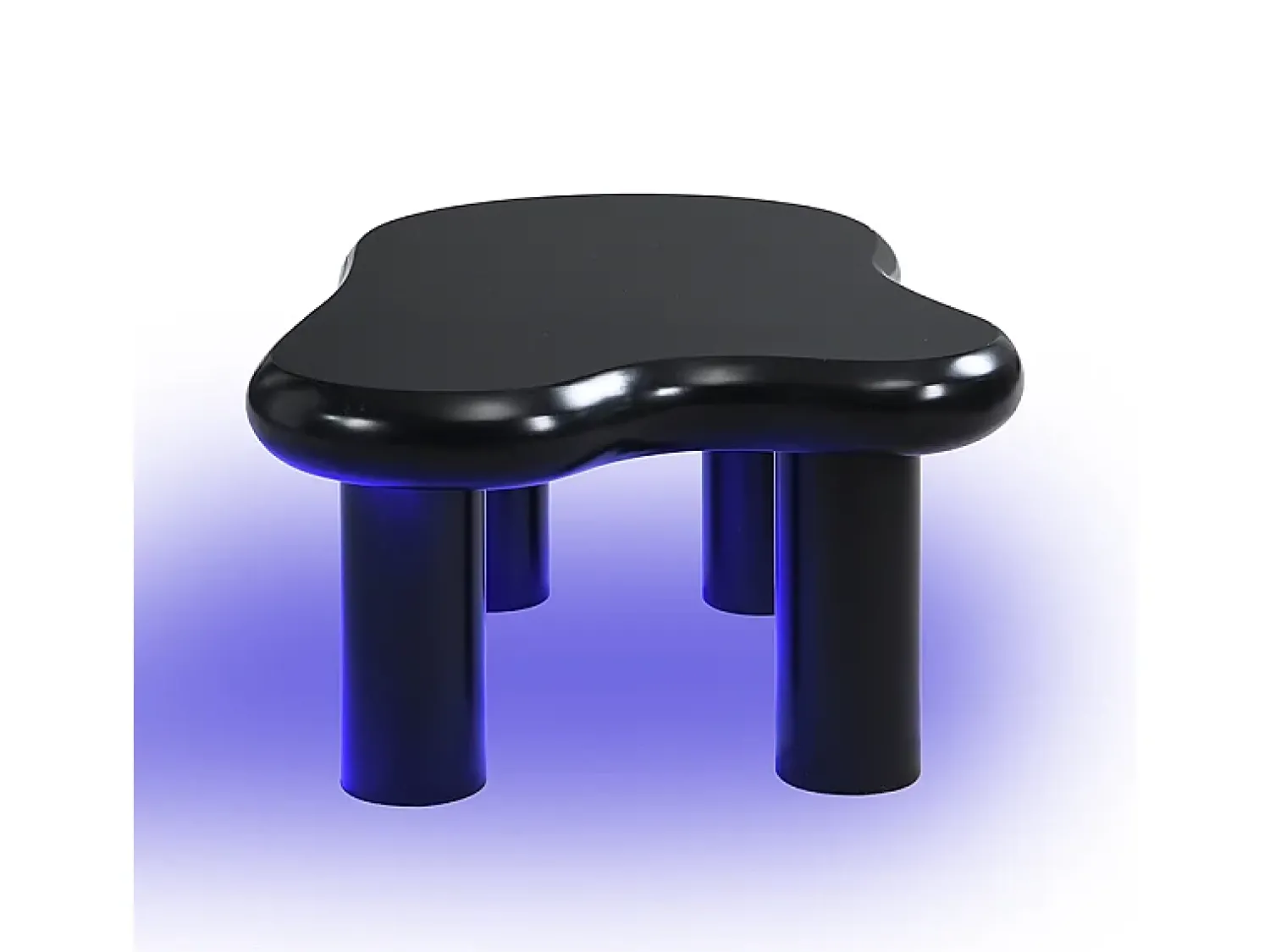 Mesa De Centro|Hauss Spole Mesa de centro 98x65,5x40cm com tampo em forma de nuvem e 4 pés grossos, 1 gaveta e LED incluído, preta Preto