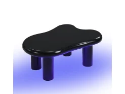 Mesa De Centro|Hauss Spole Mesa de centro 98x65,5x40cm com tampo em forma de nuvem e 4 pés grossos, 1 gaveta e LED incluído, preta Preto