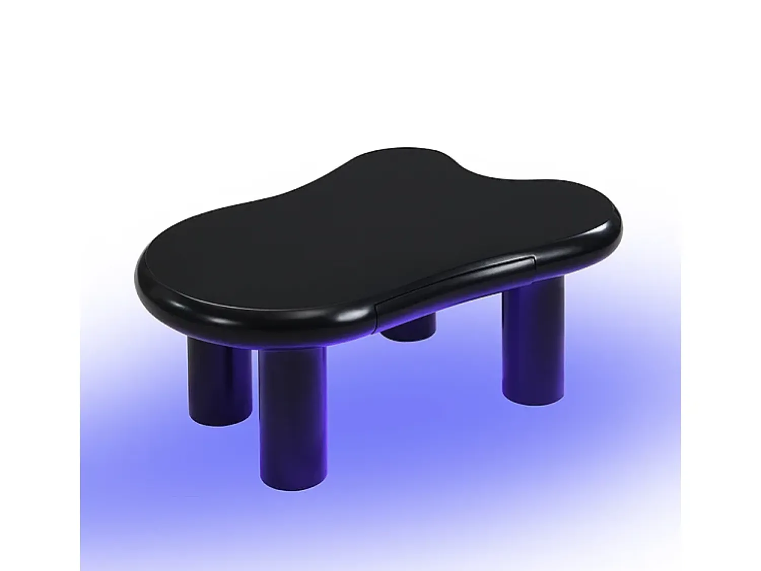 Mesa De Centro|Hauss Spole Mesa de centro 98x65,5x40cm com tampo em forma de nuvem e 4 pés grossos, 1 gaveta e LED incluído, preta Preto