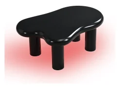 Mesa De Centro|Hauss Spole Mesa de centro 98x65,5x40cm com tampo em forma de nuvem e 4 pés grossos, 1 gaveta e LED incluído, preta Preto