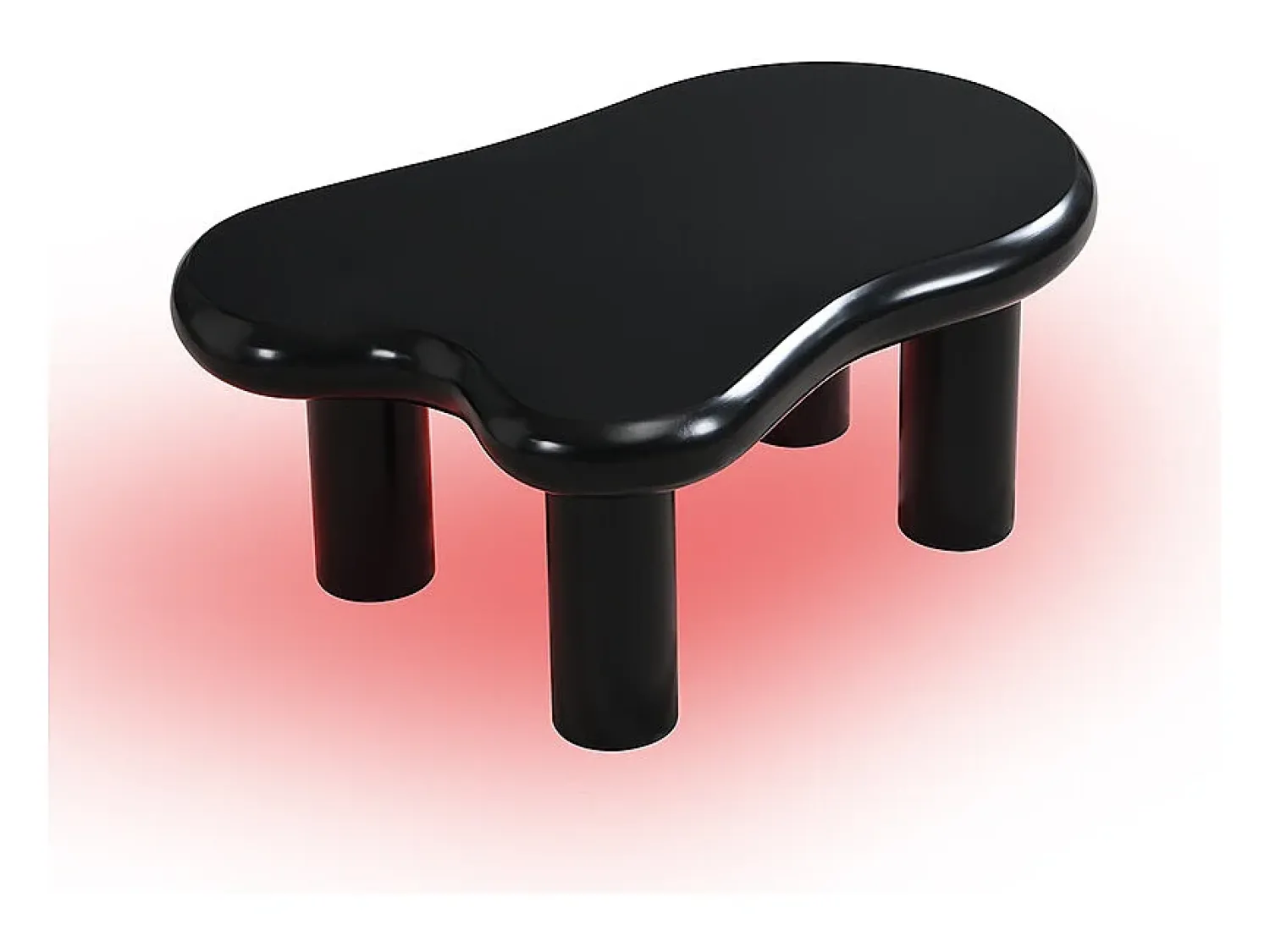 Mesa De Centro|Hauss Spole Mesa de centro 98x65,5x40cm com tampo em forma de nuvem e 4 pés grossos, 1 gaveta e LED incluído, preta Preto