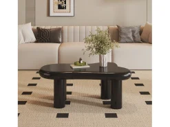 Mesa De Centro|Hauss Spole Mesa de centro 98x65,5x40cm com tampo em forma de nuvem e 4 pés grossos, 1 gaveta e LED incluído, preta Preto