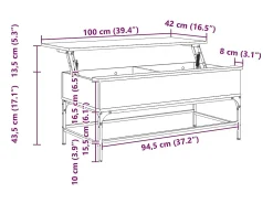 Mesa De Centro*vidaxl Mesa de centro 100x50x45cm deriv. madeira/metal carvalho sonoma Castanho