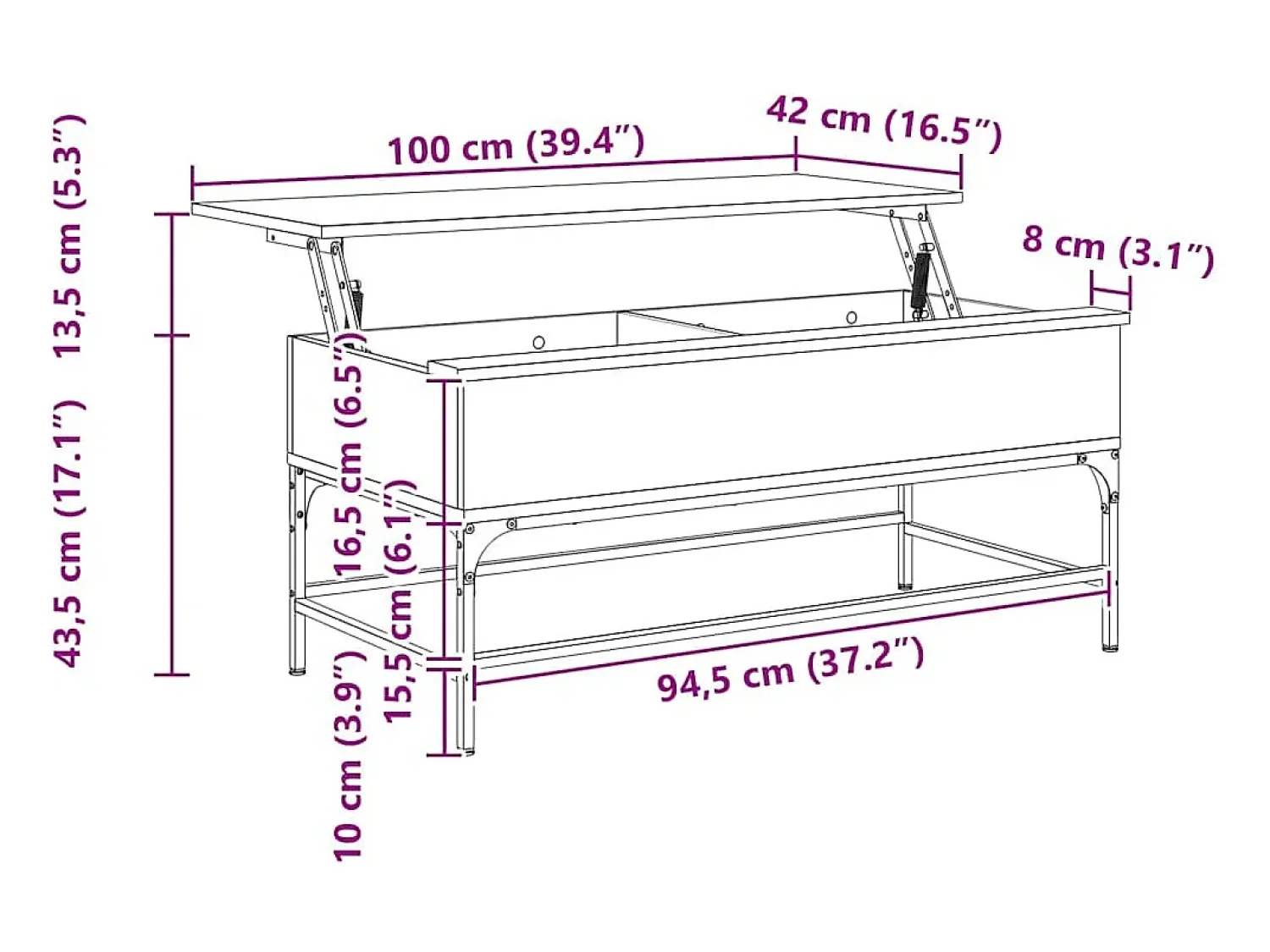 Mesa De Centro*vidaxl Mesa de centro 100x50x45cm deriv. madeira/metal carvalho sonoma Castanho