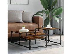 Mesa de centro 87,5x87,5x40cm derivados madeira carvalho fumado PT905771^ Mesa De Centro