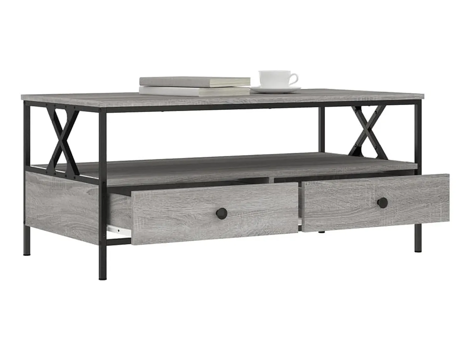 Mesa De Centro| Mesa de centro 100x51x45cm derivados de madeira sonoma PT277451 Cinzento
