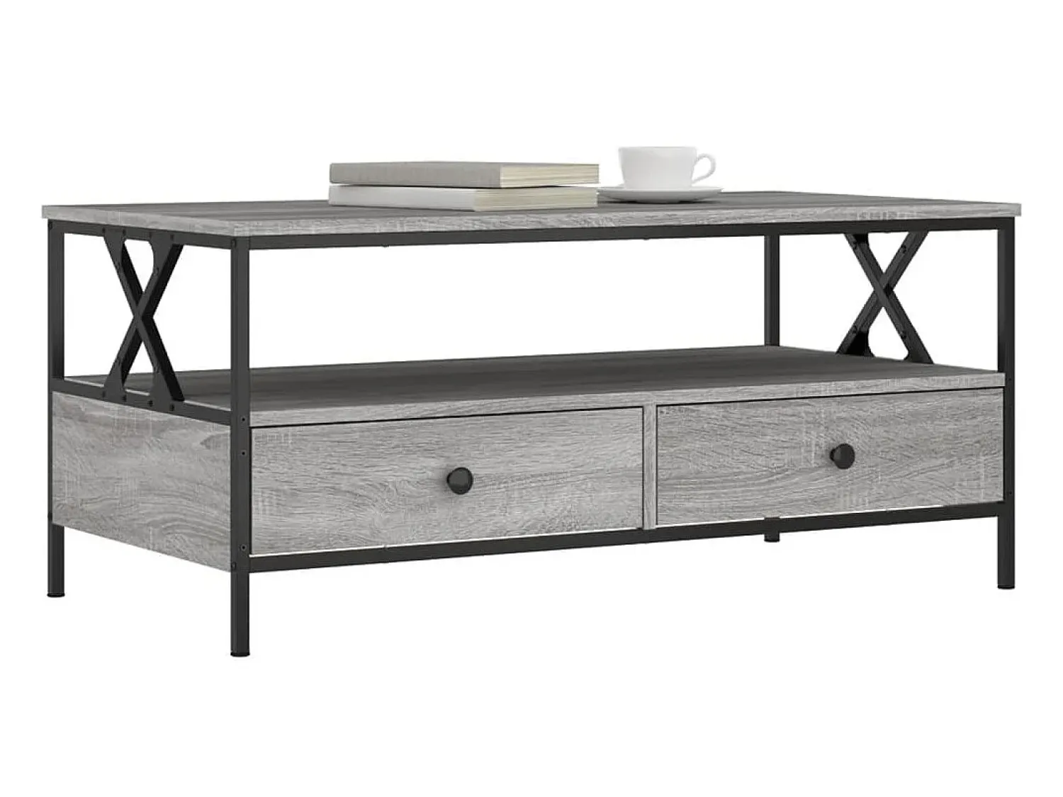 Mesa De Centro| Mesa de centro 100x51x45cm derivados de madeira sonoma PT277451 Cinzento
