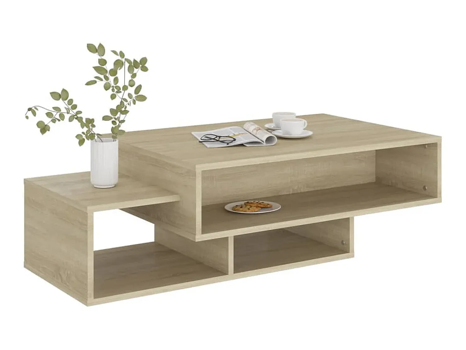 Mesa De Centro| Mesa de centro 105x55x32cm derivados de madeira carvalho sonoma PT467689 Castanho
