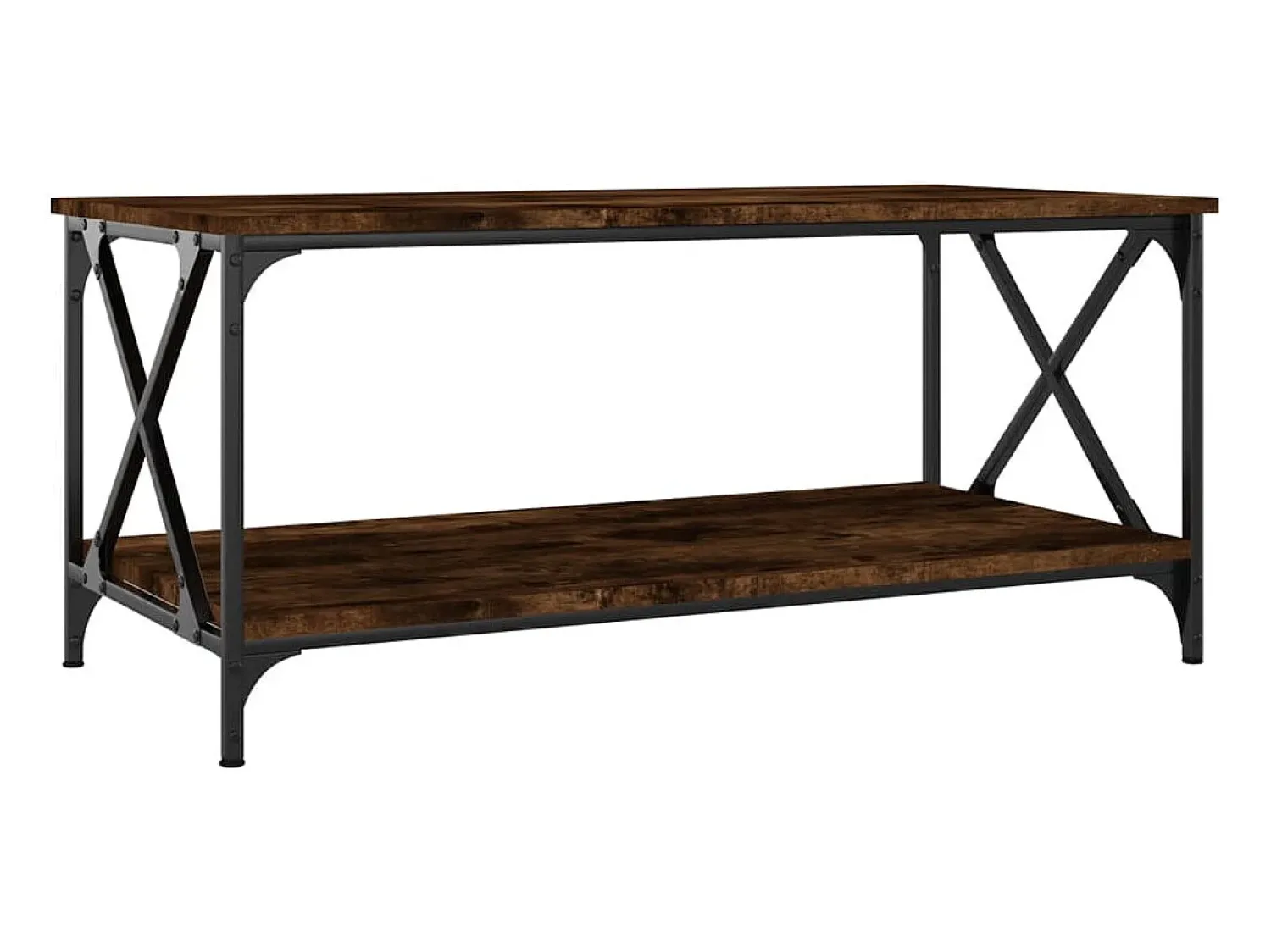 Mesa De Centro* Mesa de centro 100x50x45cm deriv. madeira/ferro carvalho fumado PT704548 Castanho