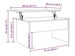 vidaxl Mesa de centro 80x50,5x41,5cm deriv. madeira carvalho artisiano^ Mesa De Centro