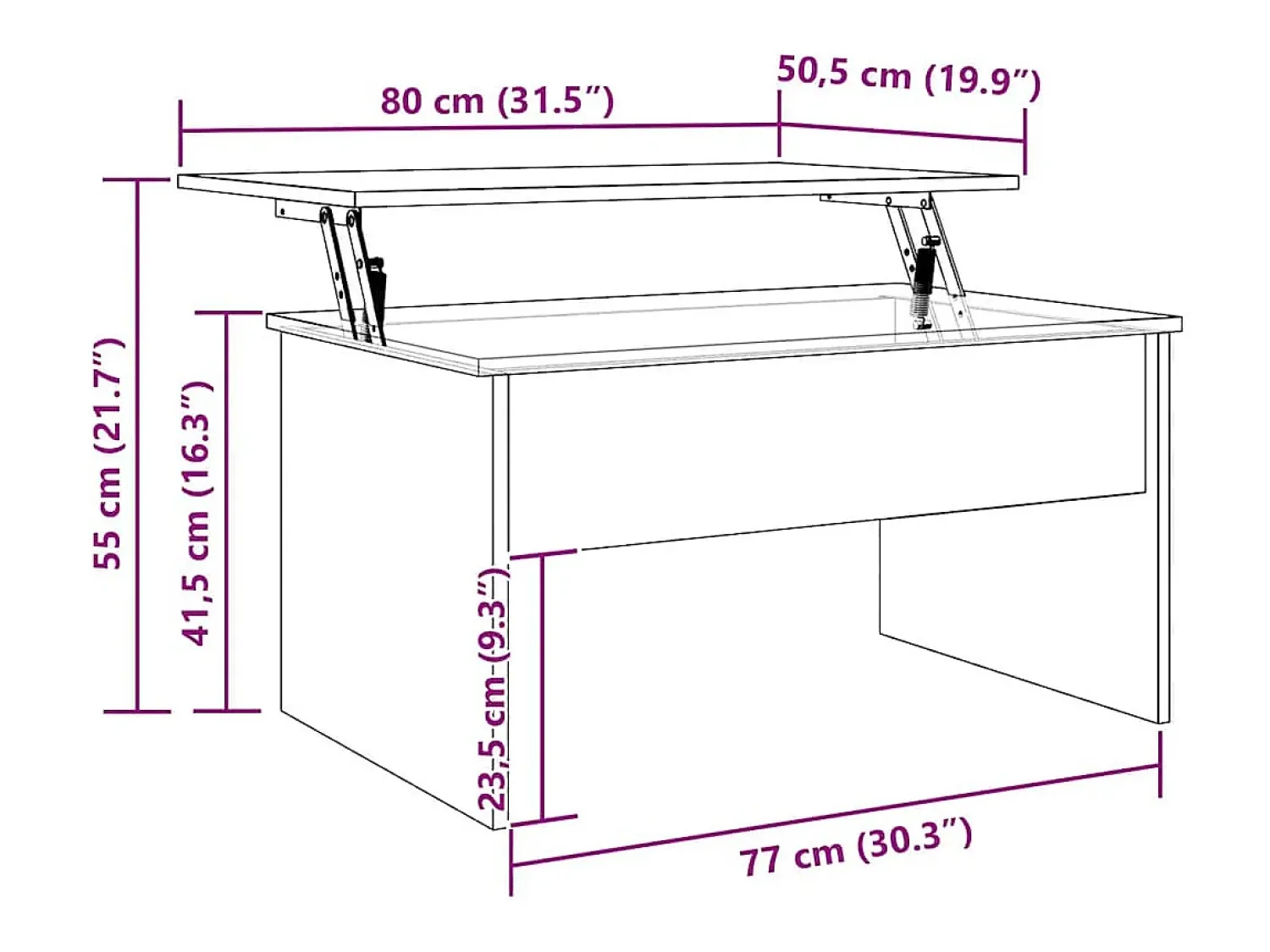 vidaxl Mesa de centro 80x50,5x41,5cm deriv. madeira carvalho artisiano^ Mesa De Centro