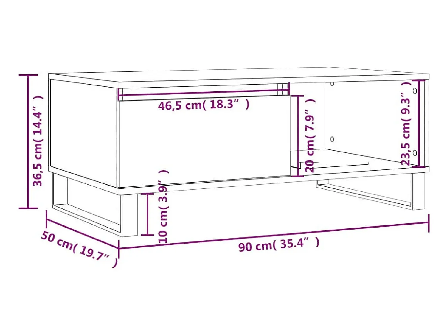 Mesa De Centro*vidaxl Mesa de centro 90x50x36,5cm derivados madeira carvalho castanho Natural claro